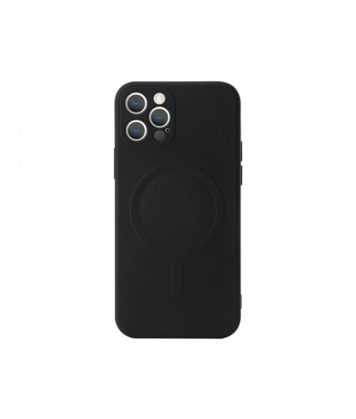 Husa Spate Magsafe Compatibila Cu iPhone 11 Pro Max, Protectie Camera, Microfibra La Interior, Negru